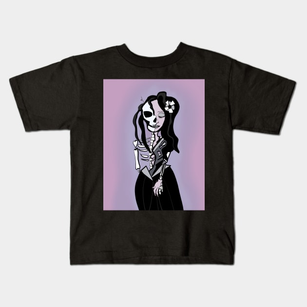 Gothic Art Victorian Corpse Woman Kids T-Shirt by Pixel Paragon